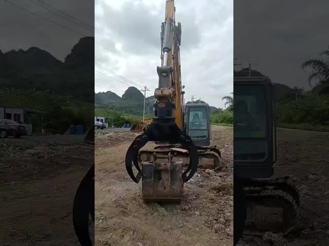 WuYing 11-16 тонн экскаватор граббер четырех когтей удерживающих древесина граббер видео