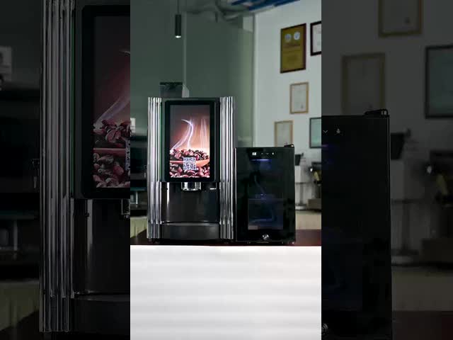 Автоматический торговый автомат для продажи кофе из свежего молока с многофункциональным оборудованием видео