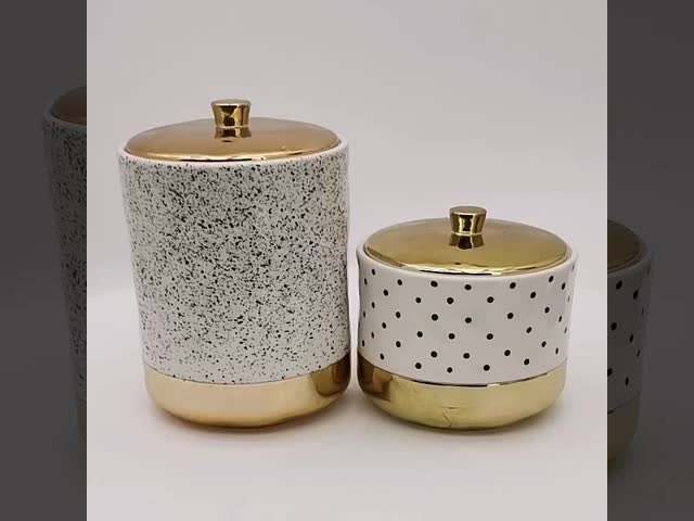 現代の防空茶 砂糖 コーヒー 食品 貯蔵 缶 セット 金 蓋 彩り 陶器 缶
