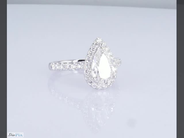 18-каровое белое бриллиантовое кольцо для женщин 1.53ct E VS1 грушевая форма видео