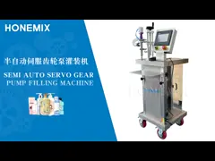 Полуавтоматическая машина для наполнения жидких мыльных флаконов и парфюмерных бутылок video