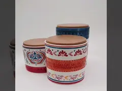 أوعية تخزين الزهور من الشرق الأوسط وعاءات الطعام علبة سيراميكية مع غطاء الخيزران وحلقة السيليكون