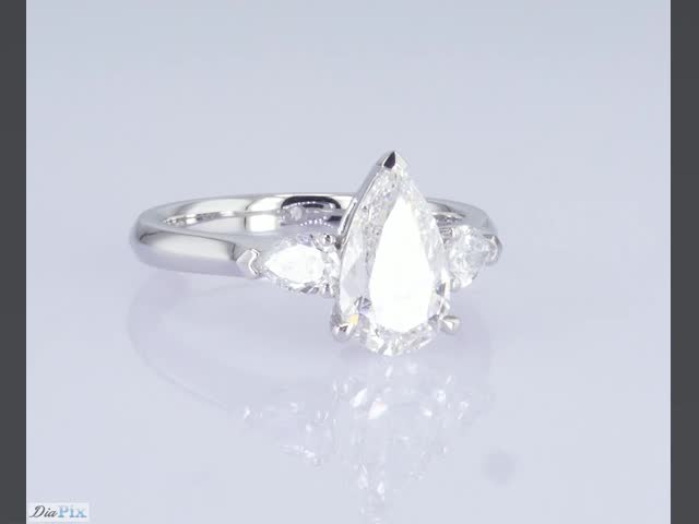 Classic Design Pear Shape Diamond Ring Three Stones Style White Lab Grown Diamond Ring video