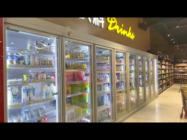 5 Layers Commercial Beverage Refrigerator Glass Door Upright Cooler For Retail Store