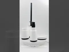 Белый полирезиновый ванный комплект с черной насосной головкой 12 х 2,6 см мыльная поднос для душа video