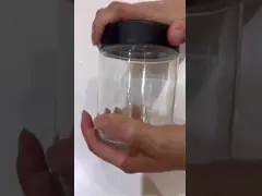 10 Oz Child Resistant Glass Jar Matte Black Jar With Black Plastic Screw Lid