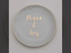 Dessert Weiße Mahlzeiten Keramikplatte Druckdesigns Keramikplatte für Weihnachten