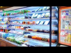 8 футовый большой супермаркет остров дисплей скользящая стеклянная дверь морозильник для хранения курицы video