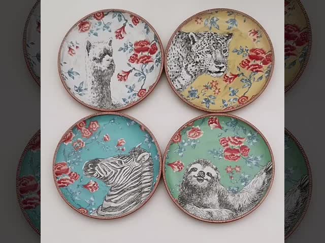 Nuevo diseño de diseño de animales de primavera y verano serie de cerámica de la cena conjunto vajilla con patrón de flores El video