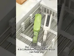 Многофункциональный чистильщик столовых принадлежностей Щетка 11 см Охранная ручка Кухня Защита рук Чистящие щетки video