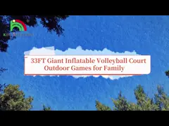 33FT Надувный бассейн для волейбола Синий пляж Водный волейбольный поле с воздушным насосом для игры на открытом воздухе video