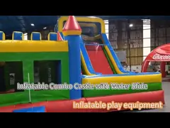 Розничный надувный замок с водным слайдом сухой и влажный комбо video
