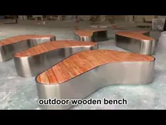 Special Shape Mirror Stainless Steel Bench Outdoor Leisure Metal Park Bench