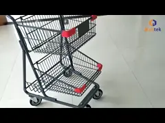 Высококачественная двойная корзина Торговая корзина Двухслойная хранилище Супермаркет тележка video
