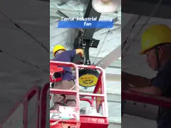 Промышленный потолочный вентилятор, работающий на бесбрашном двигателе постоянного тока и имеющий различные зажимы video