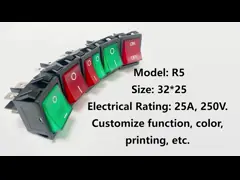 Interruptor de rocker de campo ligero 32 * 25mm 25A 250V