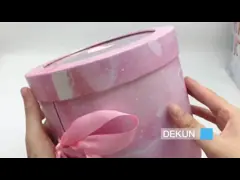 Настраиваемый логотип Розовый цветок упаковка 2 слоя круглый цветочный ящик Картонный бумажный ящик video