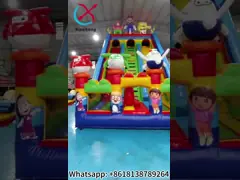 Коммерческие надувные горки из ПВХ из брезента Мультфильмы Надувные горки для детей и взрослых video