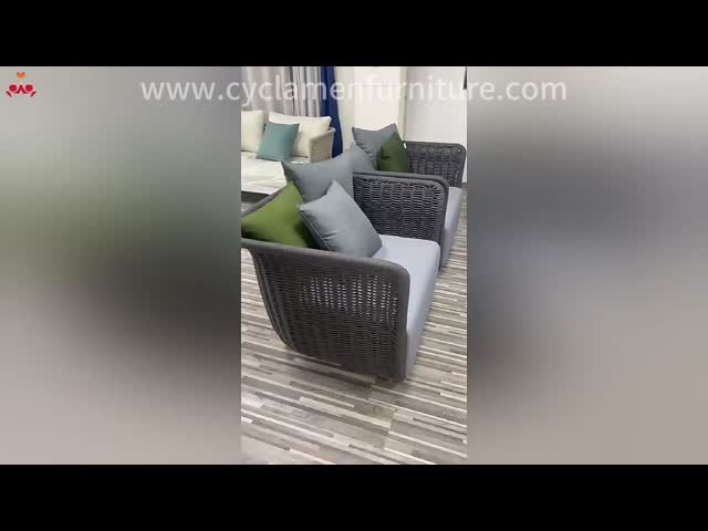 レストラン 屋外 ライト 豪華 PE ラタン ソファ セット 庭 防水金属 家具