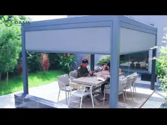 Дистанционное управление Садовый солнцезащитный лювер Электрическая алюминиевая пергола для особняков video