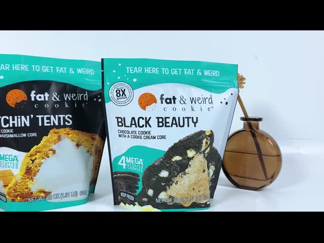 Custom Printed Cookie Stand Up Pouch Chocolate Chip Zipper Food Packaging Bag Chocolate Chip Cookie Packing Bag