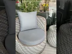 Высококлассный ручной вязанный стул на открытом воздухе Вилла отель сад PE ротанковый диван и столовый набор video