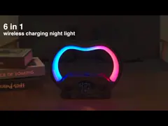Беспроводное зарядное устройство с цветными огнями и динамиком с голубыми зубами video