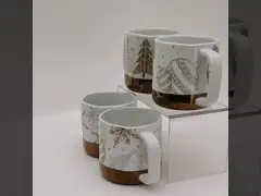 Christmas Mug Ceramic Tea Coffee Mug Electroplated Decal Porcelain Golden White