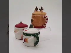 Porzellane Weihnachtsessen Set Custom 3D Keramik Weihnachtsbecher Frau Weihnachtsmann Kaffeebecher als Geschenk