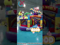 Новый дизайн надувный замок надувный скакалка с горками клоун цирк надувный комбо для вечеринки для детей video