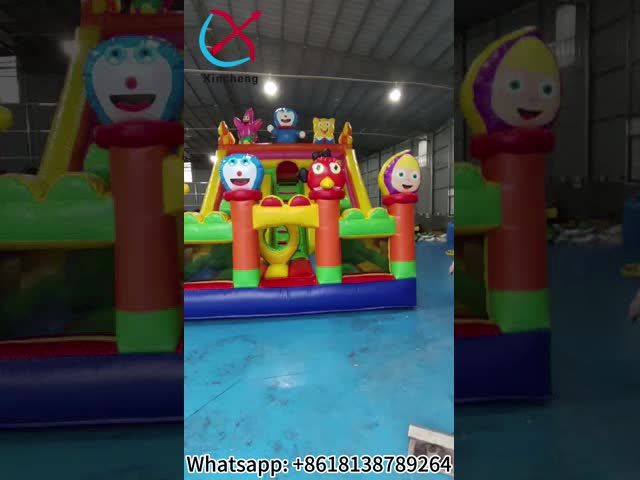 Commercial Digital Printing Inflatable Dry Slide Double Slides Catoon Figures For Outdoor For Kids video