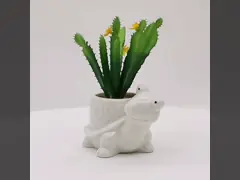 Hot sale custom white stoneware succulent 3D Snail shaped flower succulent pots planter
