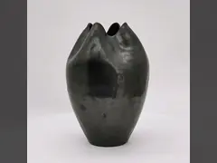 جودة عالية الإبداعية أوراق الشكل السوداء الفاخرة الزجاج السيراميكي مع المعدن الزجاجية لتزيين الطاولة