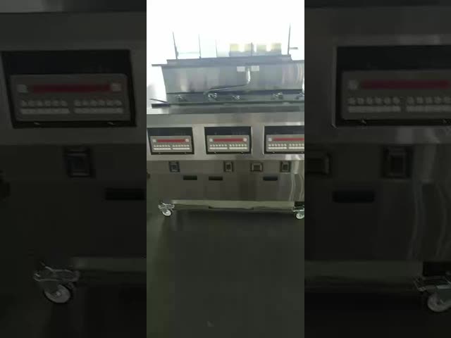 Три кастрюли шесть корзин Электрический цифровой компьютерная панель Открытый фритюрник с фильтрацией масла видео