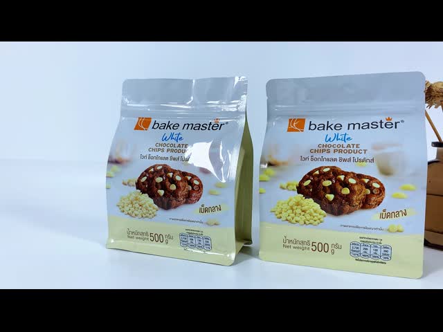 Customized Flat Bottom Cookie Packaging Pouch Stand Up Pouch Chocolate Chip Zipper Food Packaging Bag
