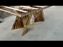 Легкий роскошный столик из нержавеющей стали из мрамора video