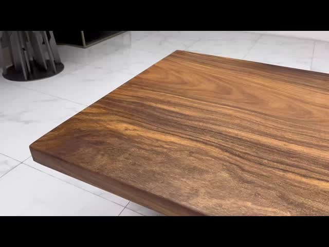 Ceramic Wood Glass Top Dining Table with Marble Base