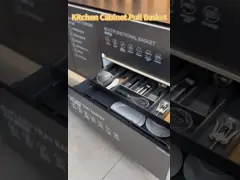 Регулируемая из нержавеющей стали вытягиваемая корзина для кухонных шкафов video