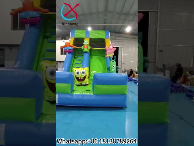 Customized PVC Inflatable Dry Slides SpongeBob Square Pants Inflatable Castle For Kids