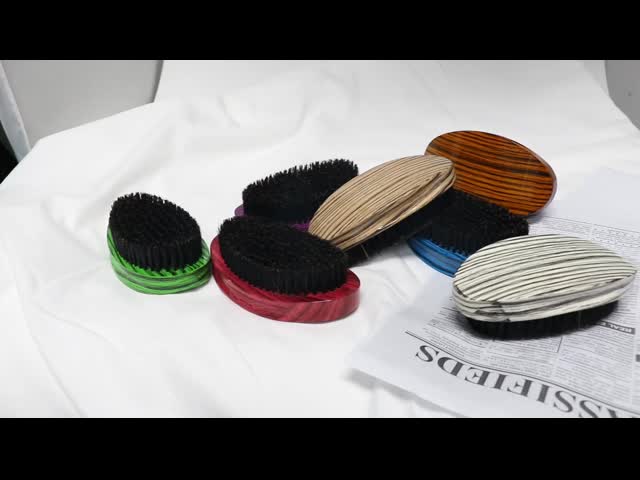 Abiss 360 Wave Brush Customize Cor de grãos de madeira Medium Boar Bristle de Nylon Misto