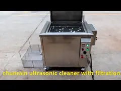 Ultrasonic cleaner with filter