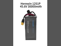 高電圧ソフトパック UAV バッテリー 45.6V 30000mAh 25C LiHv ドローン バッテリー Herewin 12S video