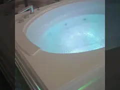 Modern Rectangle Bathtub with Oval Waterfall and Double Soaking Tub