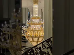 ODM OEM Golden Luxury Large Modern Entry Chandeliers For High End Commercial Buildings