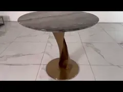 Natural Marble Top End Table With Stainless Steel Base In Minimalism Style