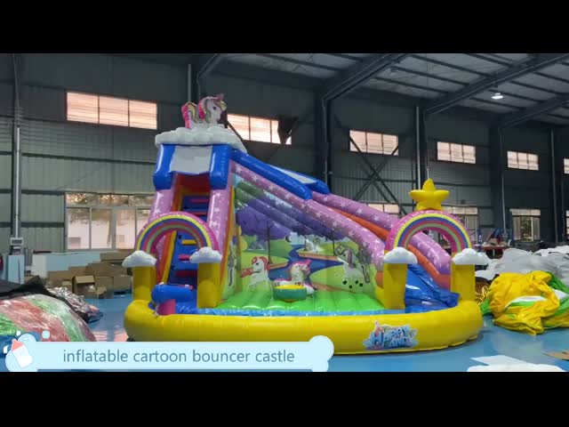 5x4mH Принцесса Розовый Радужный Единорог Надувный Отскакивающий Замок Для Мальчика видео