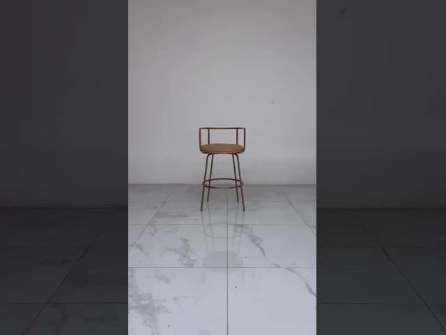 Stainless Steel Bar Chair With Leather Seat High Backrest