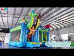 Palm Tree Inflatable Jumping Castle With Surf Boy Tropical Slide