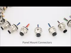 Фланц M8 4 штифта соединитель Задняя установка прямая IP67 предварительно проводные IEC 61076-2-104 video