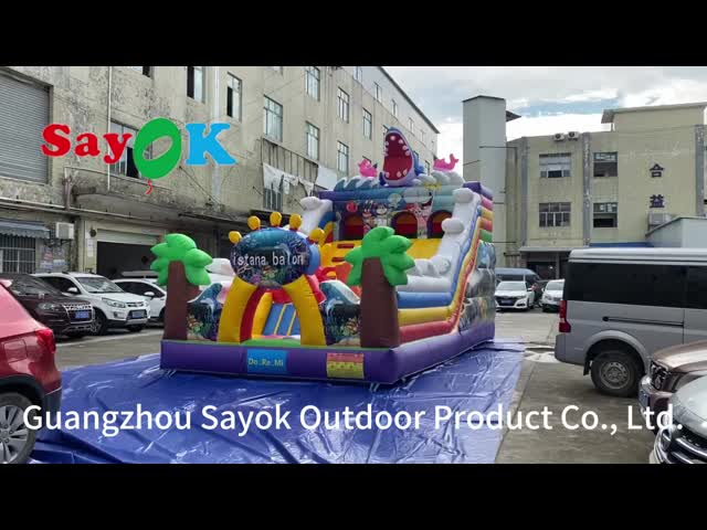 Inflatable Shark Slide Commercial Inflatable Bouncer Slide Cartoon Inflatable Bounce House Kids Jumping Slide video